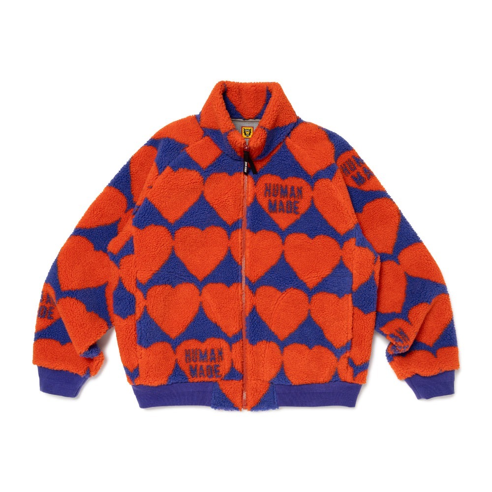 2024AW HUMAN MADE HEART FLEECE JACKET 抓毛絨滿版愛心長袖大學T 2024AW HUMAN MADE HEART FLEECE JACKET 抓毛絨滿版愛心長袖大學T