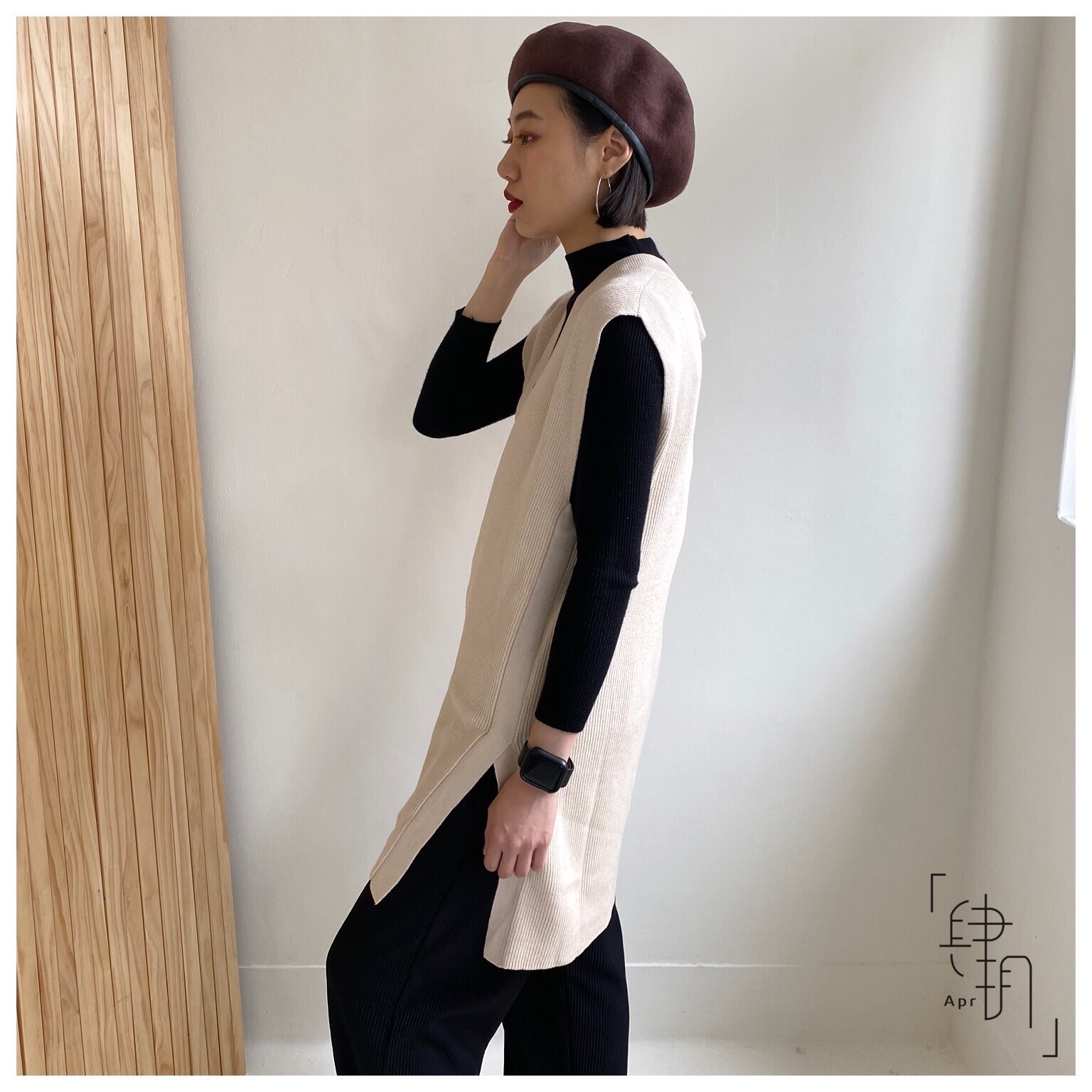 日牌 AZUL BY MOUSSY 側開 綁帶 毛衣背心 長版背心 V領  百搭款 女裝