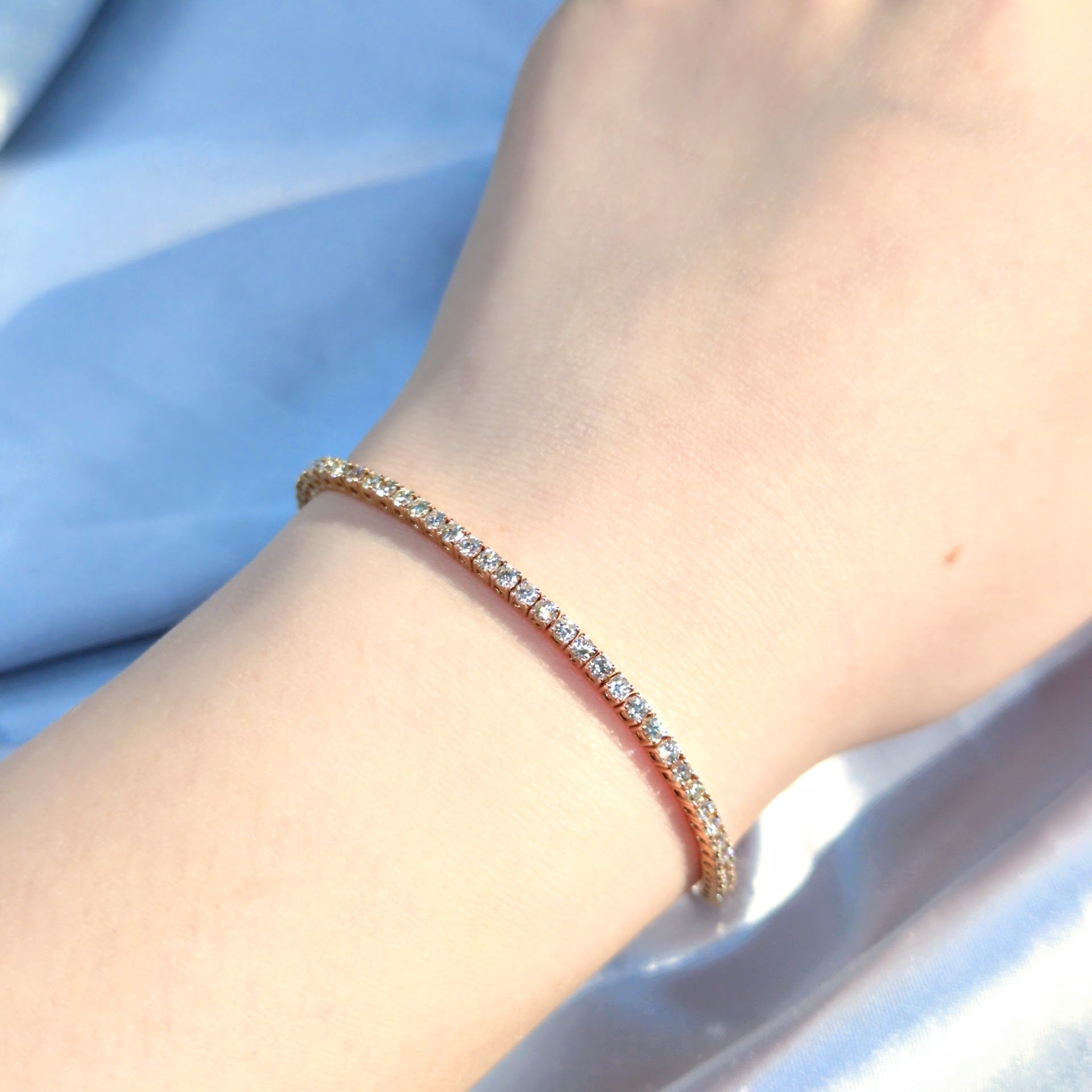 全新18K玫瑰金2卡27份鑽石手鍊