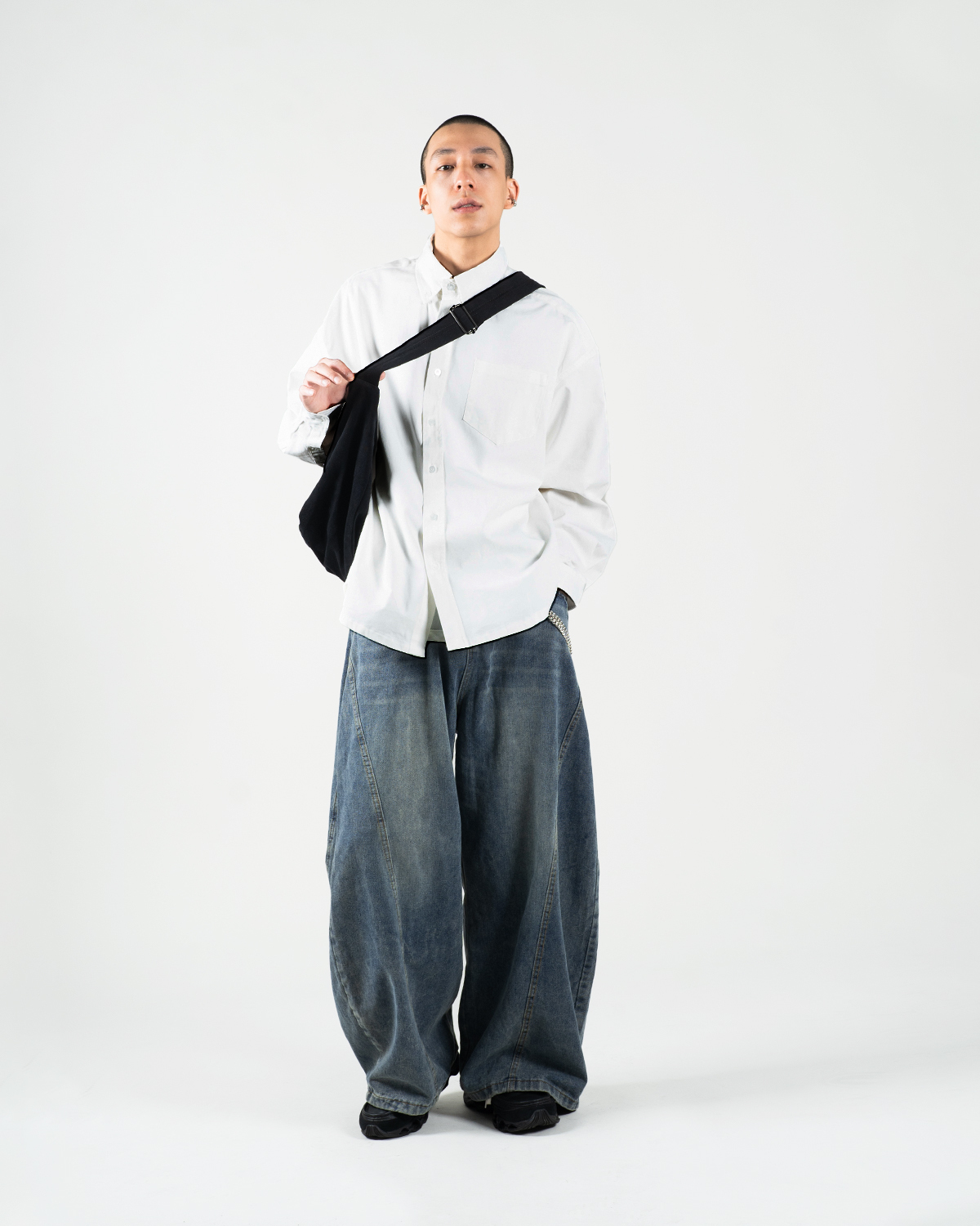OurPick Washed Baggy Jeans 廓型水洗剪裁牛仔寬褲
