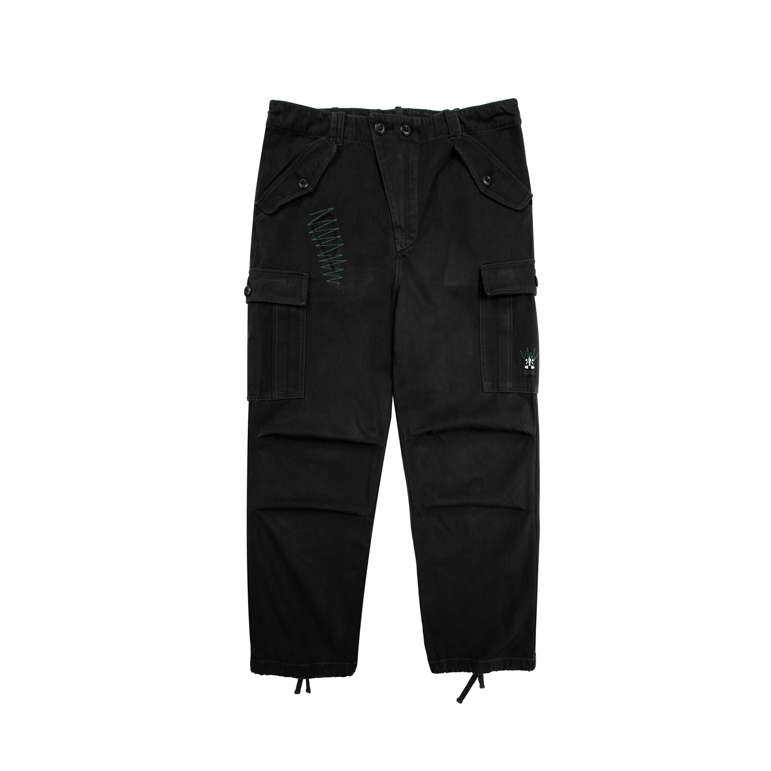 補丁六口袋傘兵長褲-特種黑