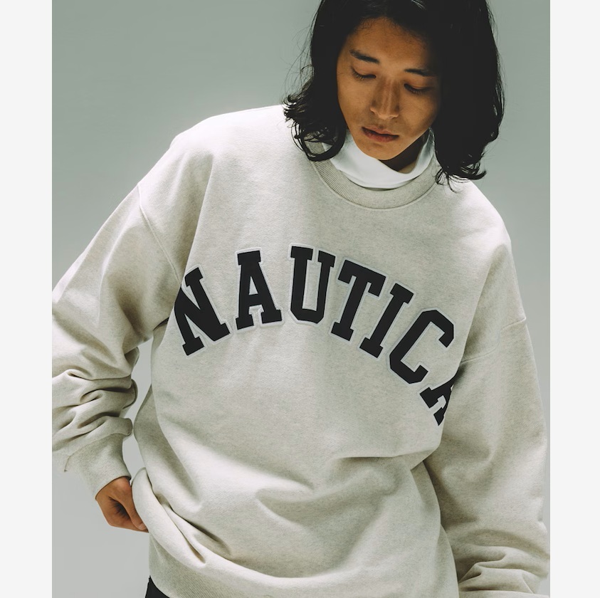 NAUTICA JAPAN ARCH LOGO CREWNECK SWEATSHIRT - GREY PRE ORDER ITEM (預訂中)
