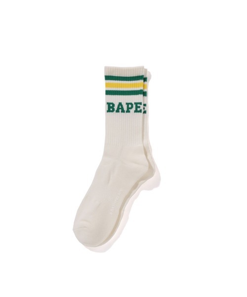 2024AW APE BAPE STRIPE SOCKS 字體 LOGO 條紋 長襪 襪子 現貨 001SOK801003M