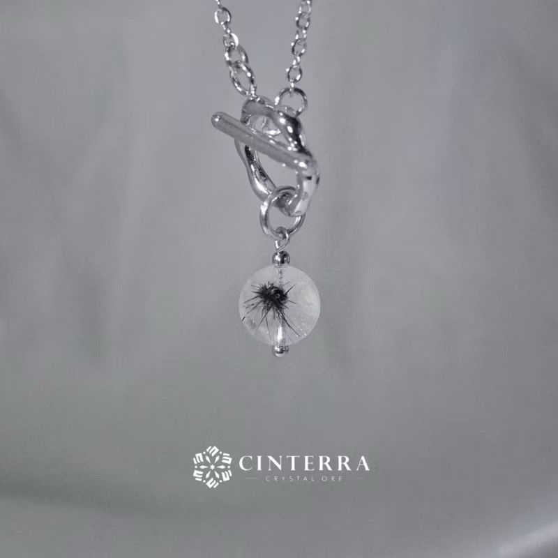 小黑炭水晶系列｜海膽水晶項鏈｜鈣鐵輝石