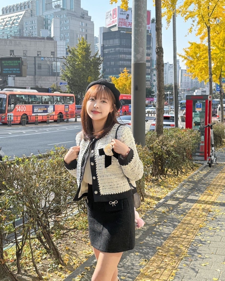 LINA LINA絢麗格調鑽石蝴蝶結假口袋褲裙-星空黑S-XL