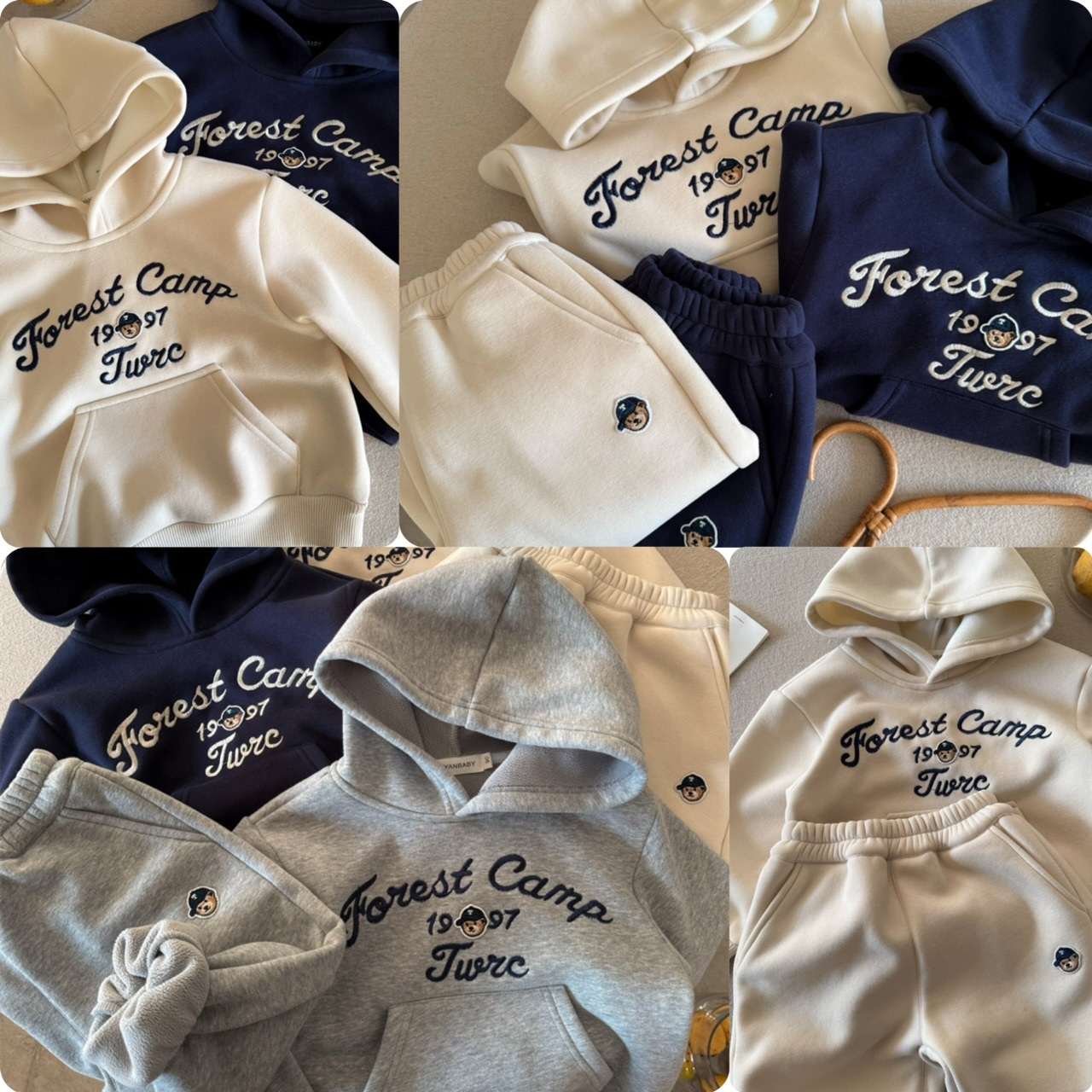 兒童小熊加絨運動套裝-2402036