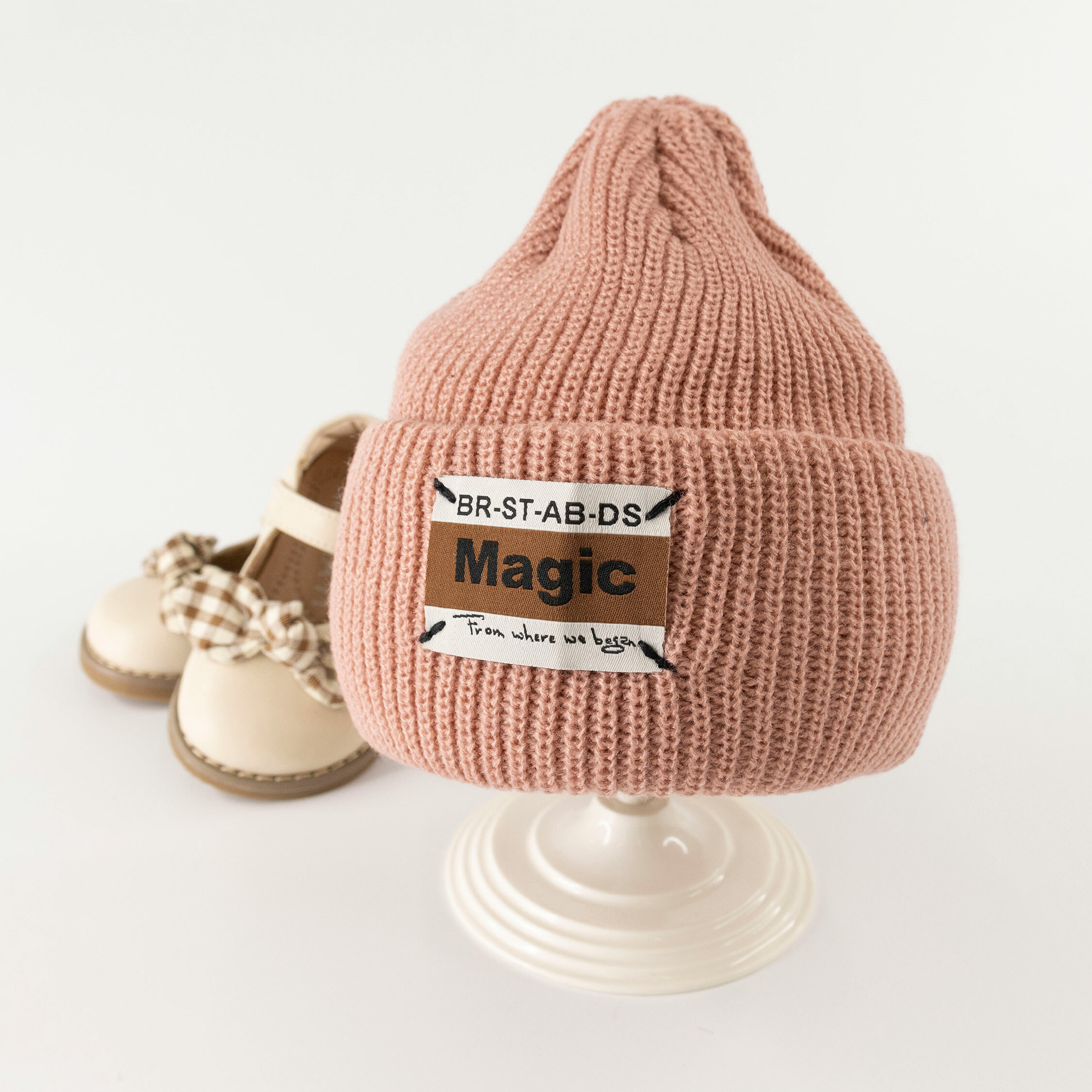 【JA1370】韓版純色卷邊潮流圖標毛帽