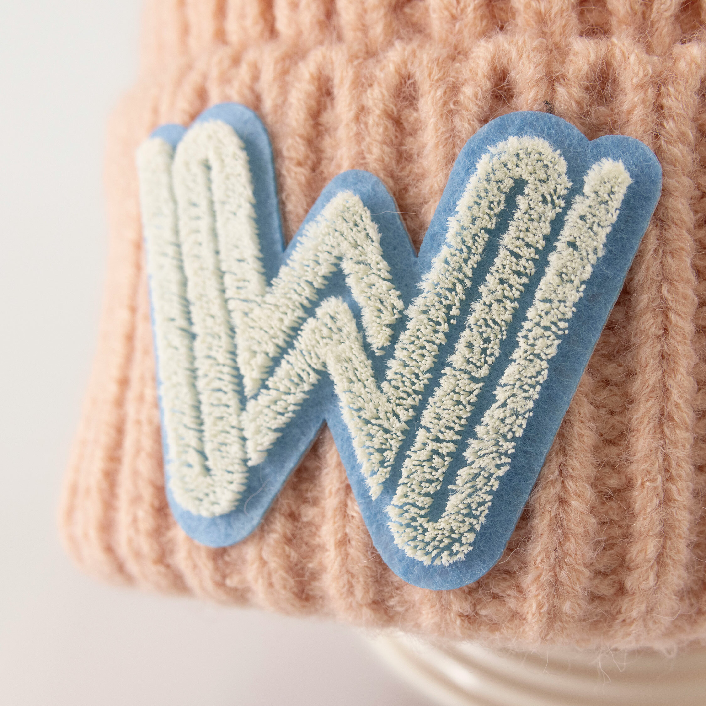 【JA1373】韓版純色卷邊W刷毛字母毛帽