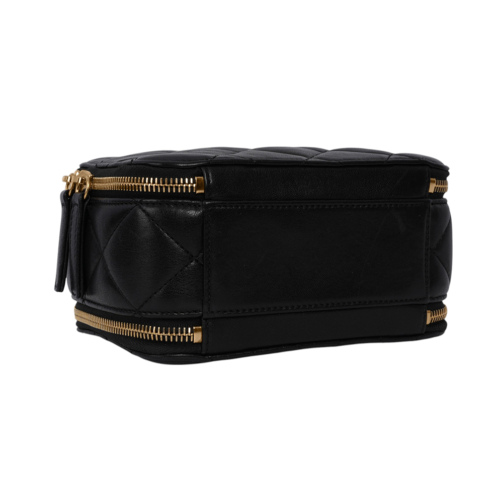 23C Logo 圓環提把二用雙拉鍊化妝箱(黑色) J12G4N9L