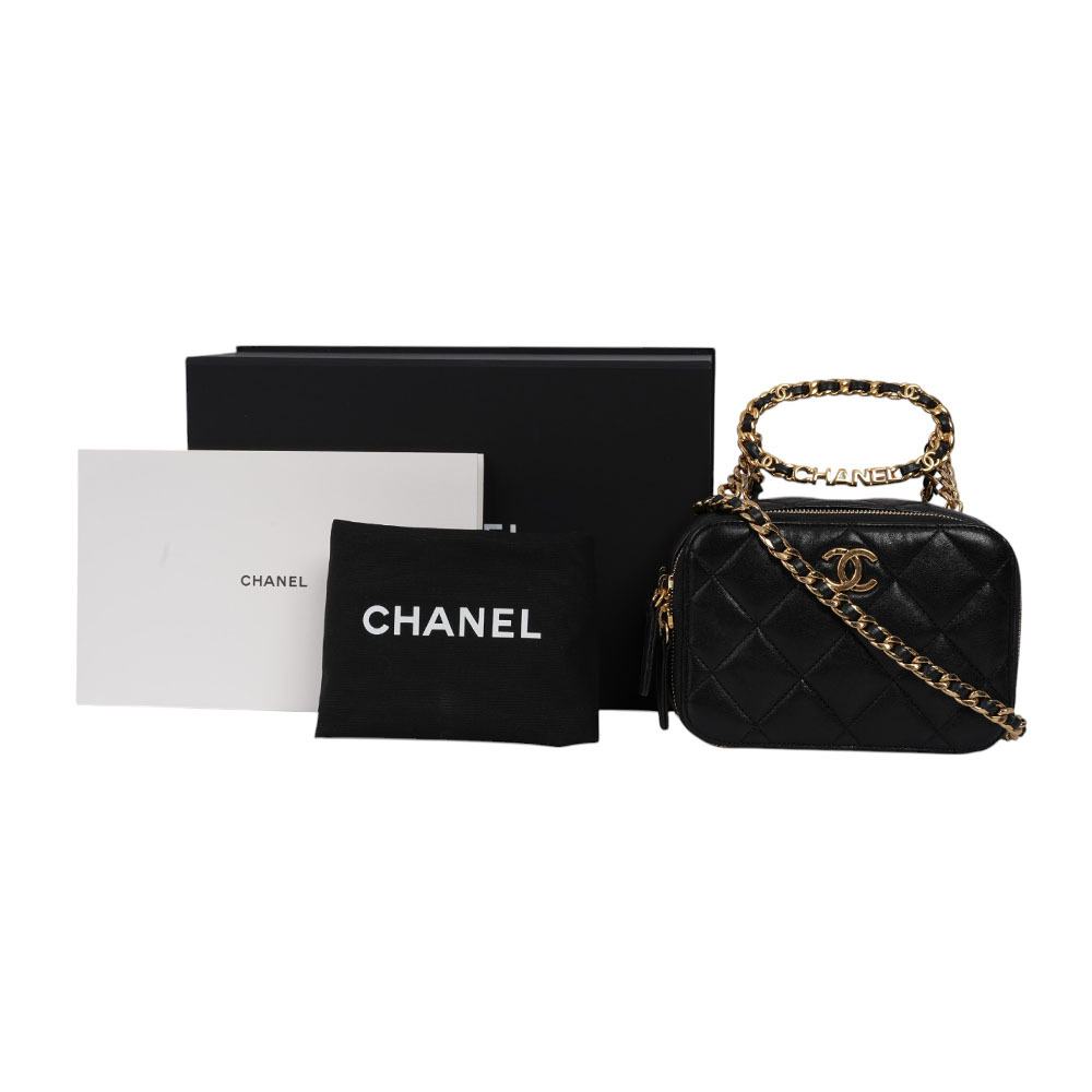 23C Logo 圓環提把二用雙拉鍊化妝箱(黑色) J12G4N9L