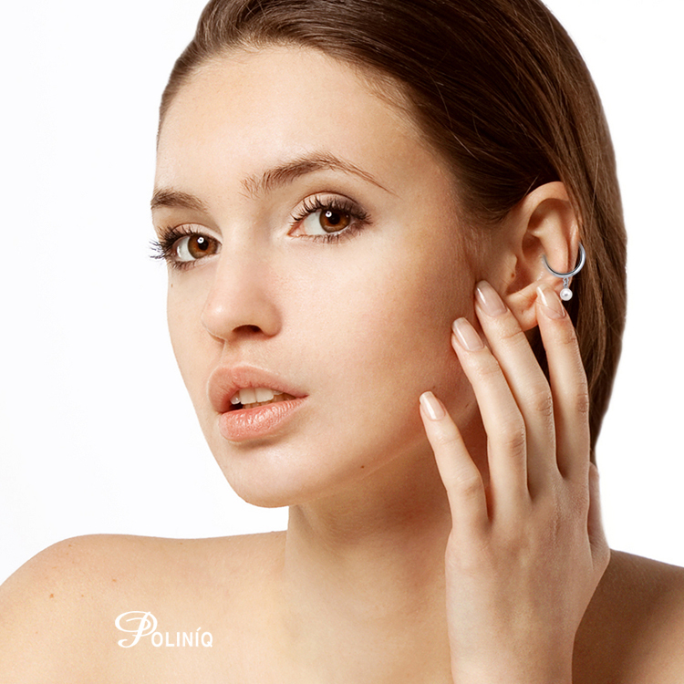 天然珍珠「酷炫C」925純銀耳骨夾耳環 (單個)-SPE0027