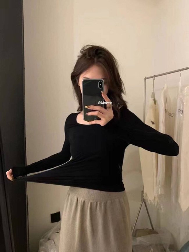 蓄熱輕薄保暖袖微縮內搭衣-三色