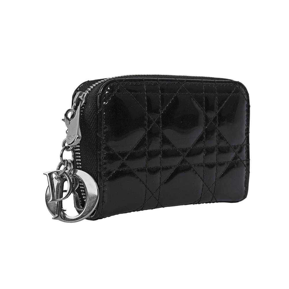 【CHRISTIAN DIOR】Lady Dior 漆皮拉鍊風琴式卡片夾/名片夾