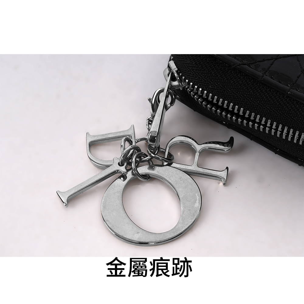 Lady Dior 漆皮拉鍊風琴式卡片夾/名片夾(黑色) 07-LU-0164