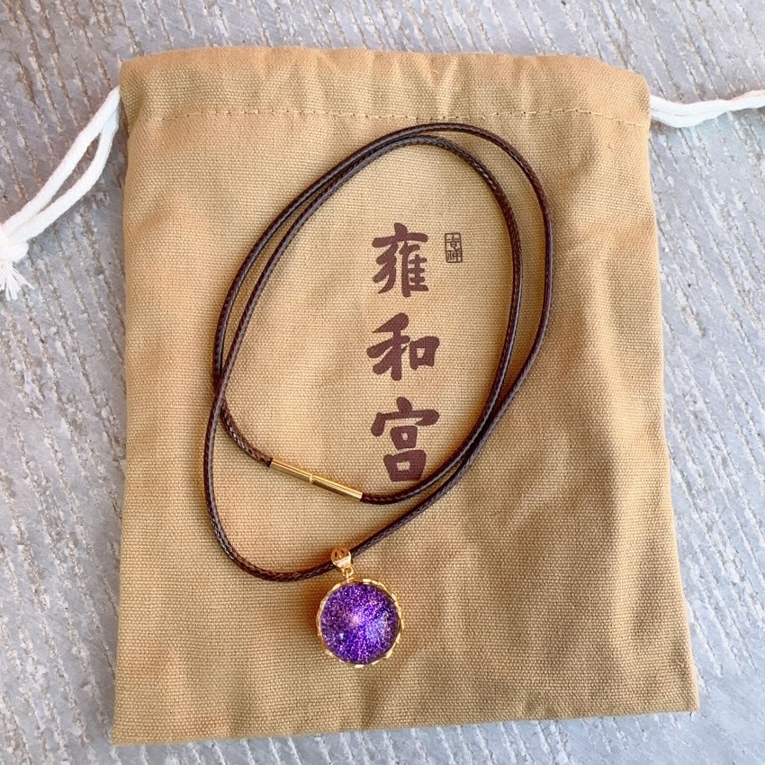 J) 雍和宮蓮花托星空琉璃吊墜頸鏈