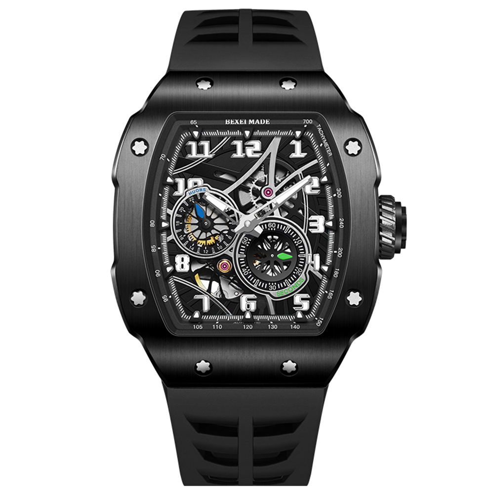 【BEXEI 貝克斯 】9088 鏤空錶盤 不鏽鋼錶殼 自動機械 手錶 -