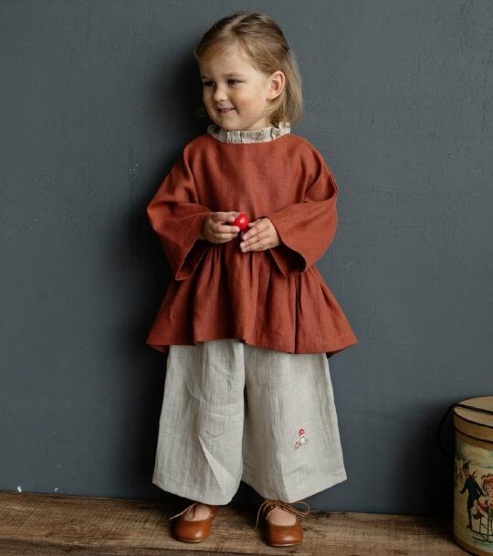 (預購)ALL THE BEAUTIFUL LINEN 後綁帶跳色領上衣 EXCLUSIVE NORTH TUNIC