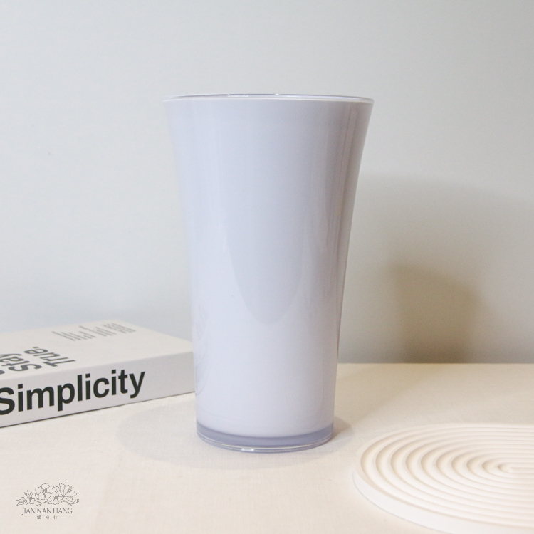 塑膠花器 雙色彩瓷 白