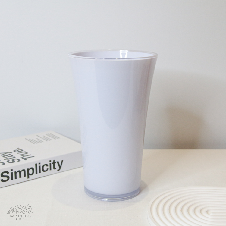 塑膠花器 雙色彩瓷 白