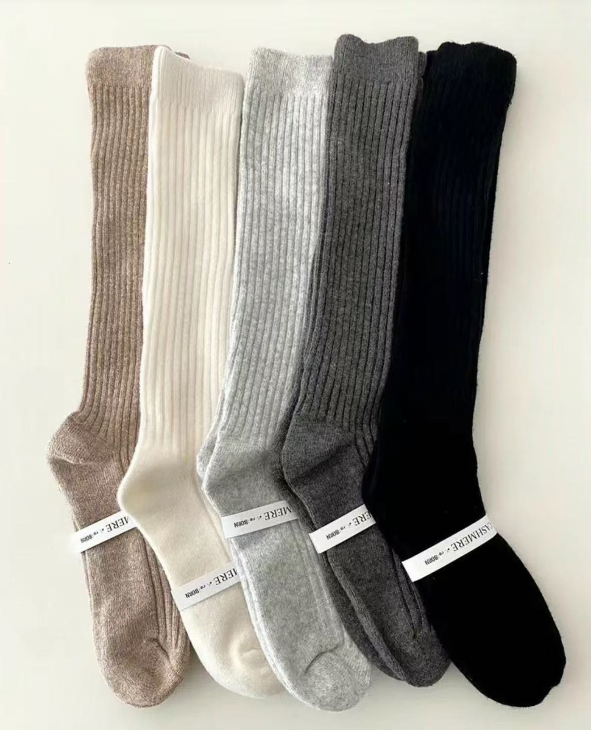 🇰🇷K133必收羊毛坑條長襪(米白/淺咖/淺灰/深灰/黑)