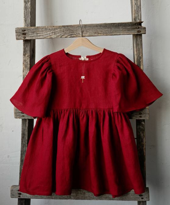(預購)ALL THE BEAUTIFUL LINEN 後綁帶蝴蝶袖洋裝 FLOWER DRESS
