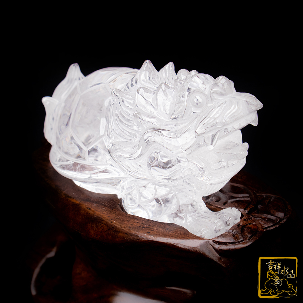 白水晶龍龜 611g 鎮宅守財