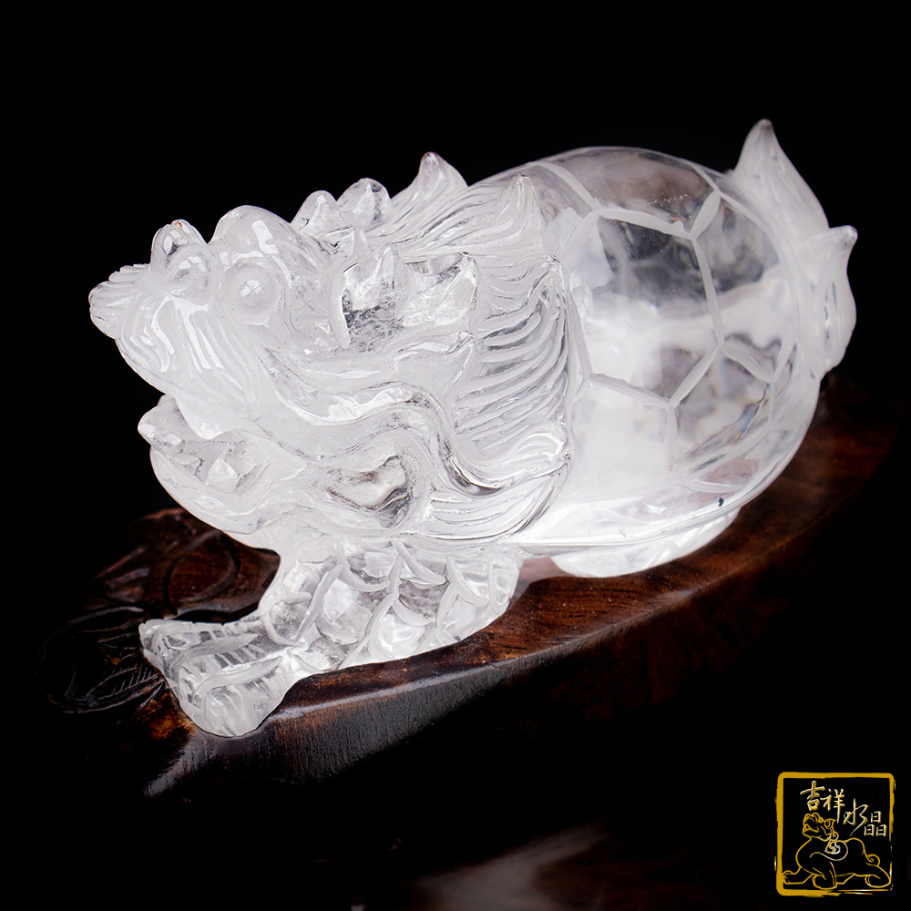 Rock crystal Dragon Turtle Ornament 452g