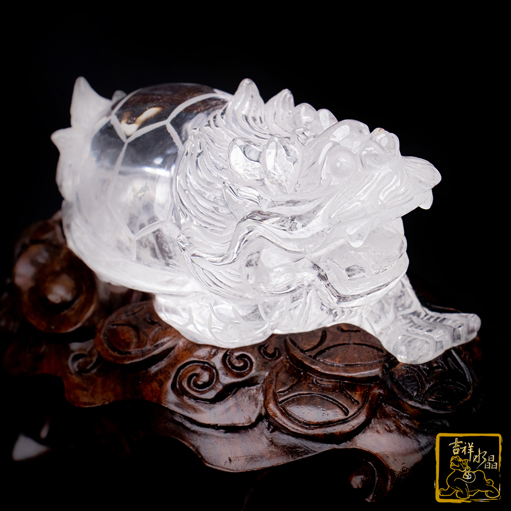 Rock crystal Dragon Turtle Ornament 452g