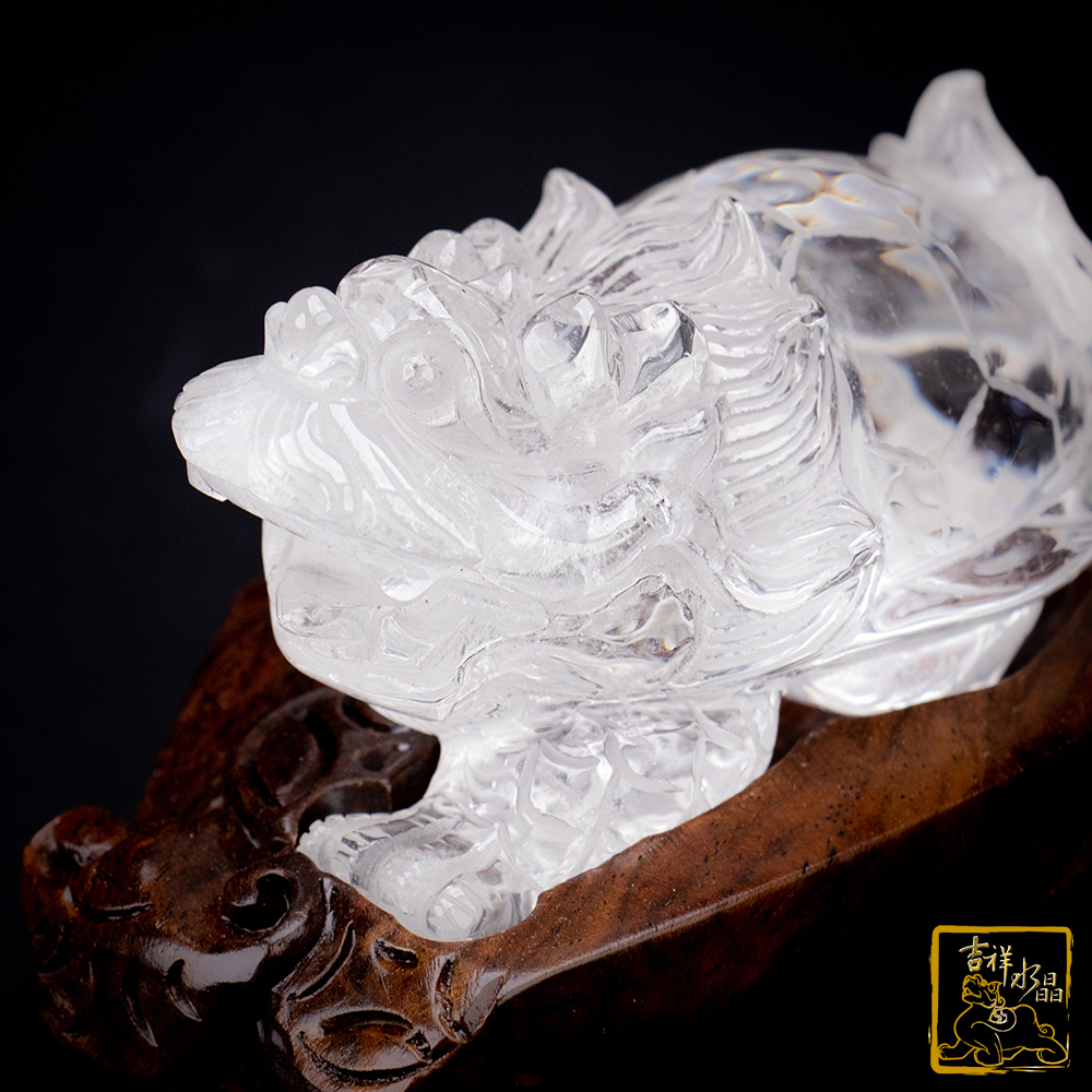 Rock crystal Dragon Turtle Ornament 315g