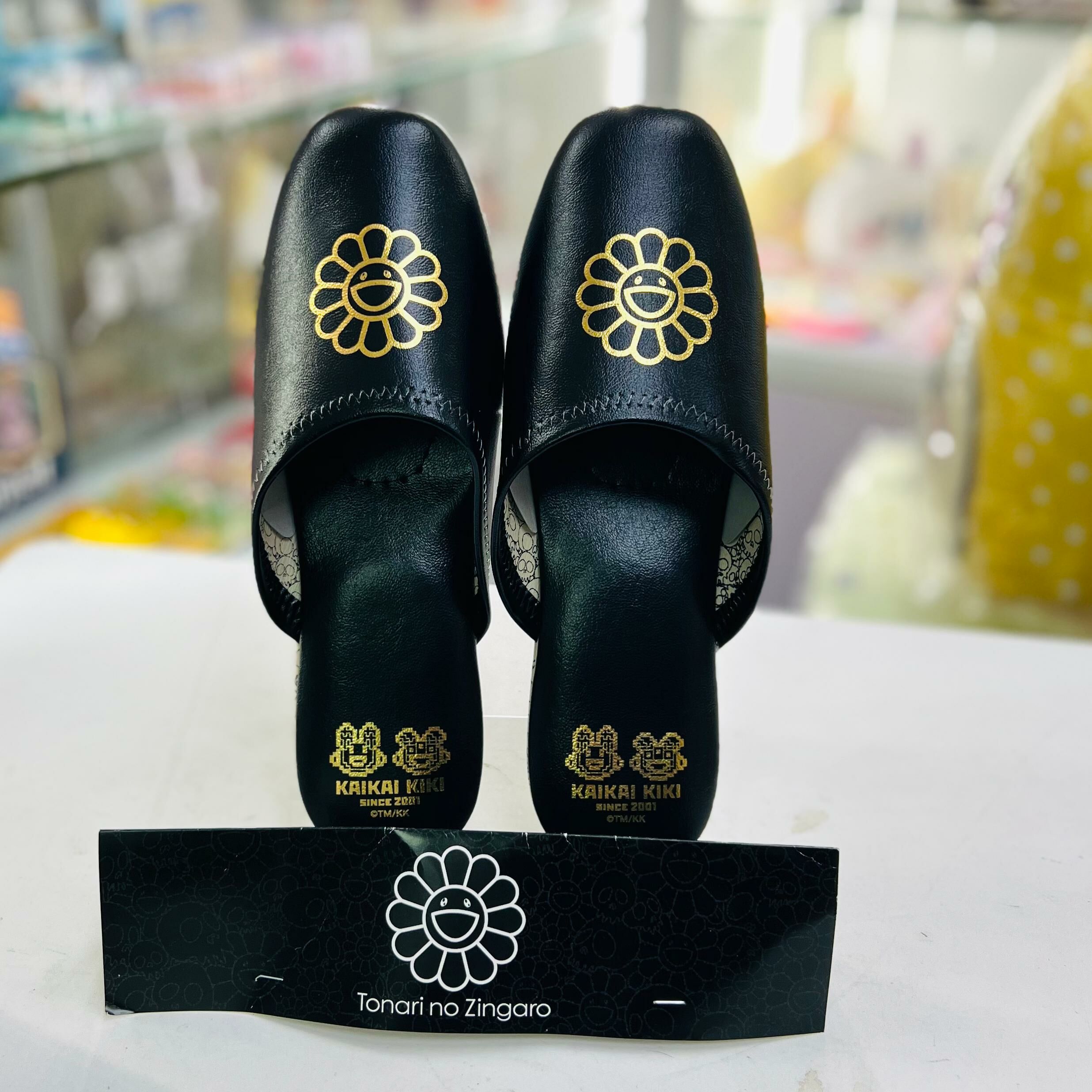 Murakami Flower Vinyl Slippers Black