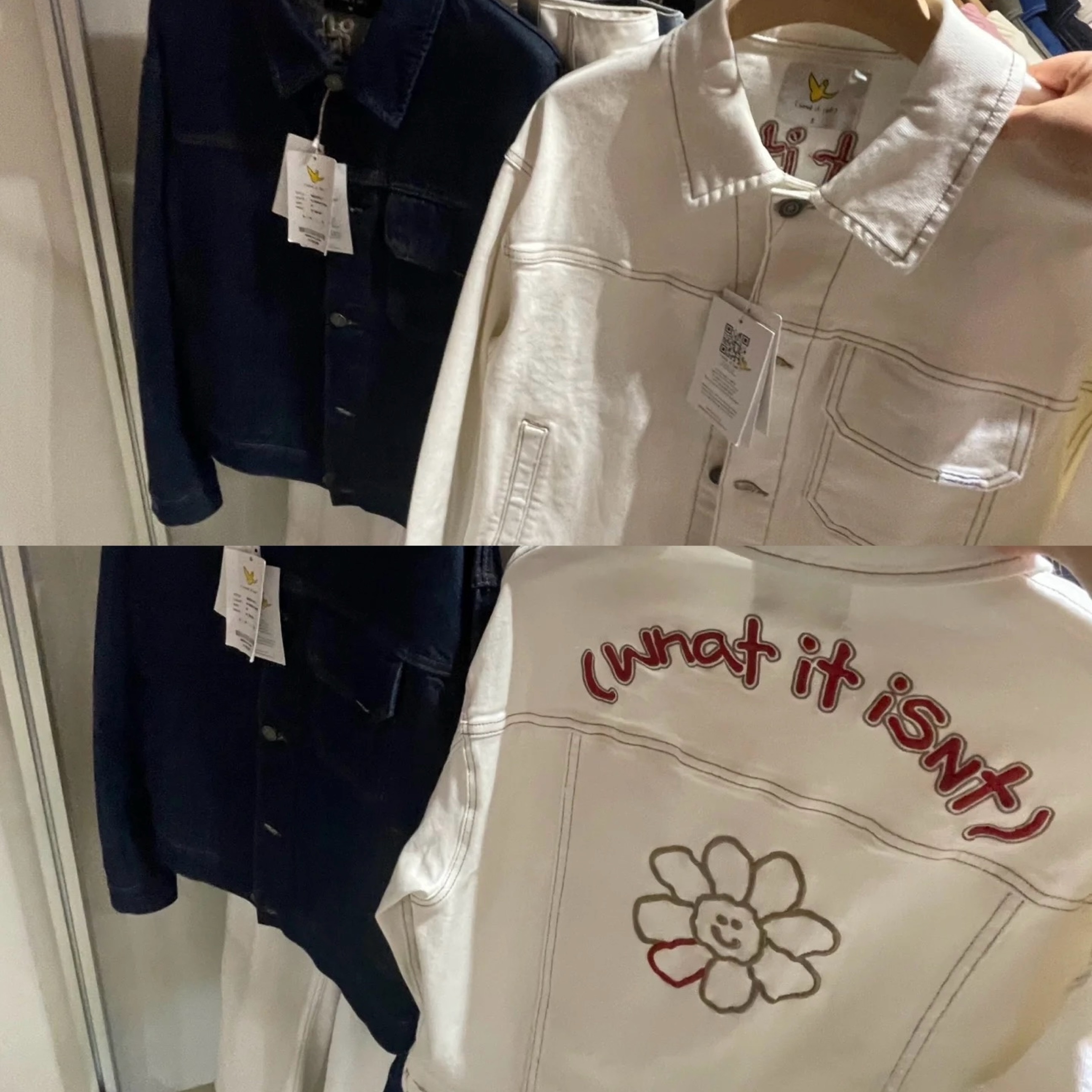 【韓國預購】小飛人 KRD121701 刺繡logo牛仔外套（白色）