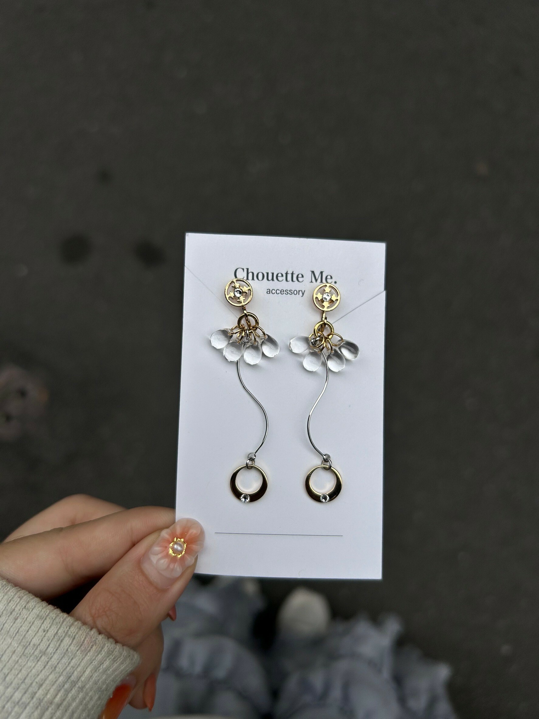 [Chouette Me.] clear gold earring