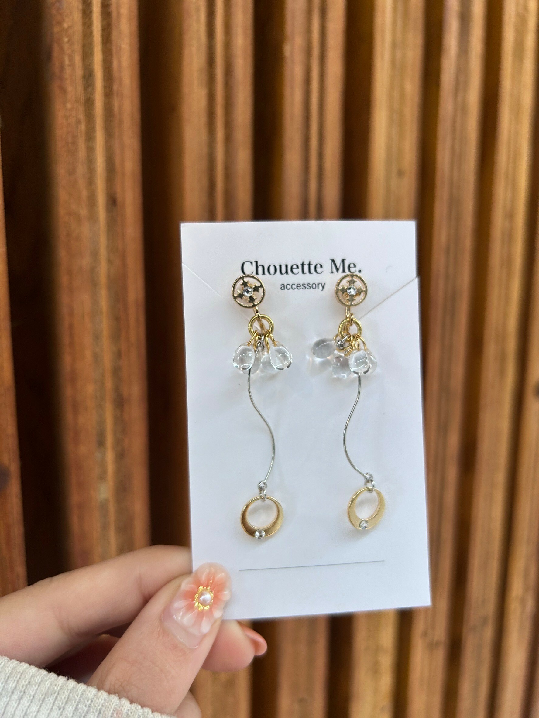 [Chouette Me.] clear gold earring