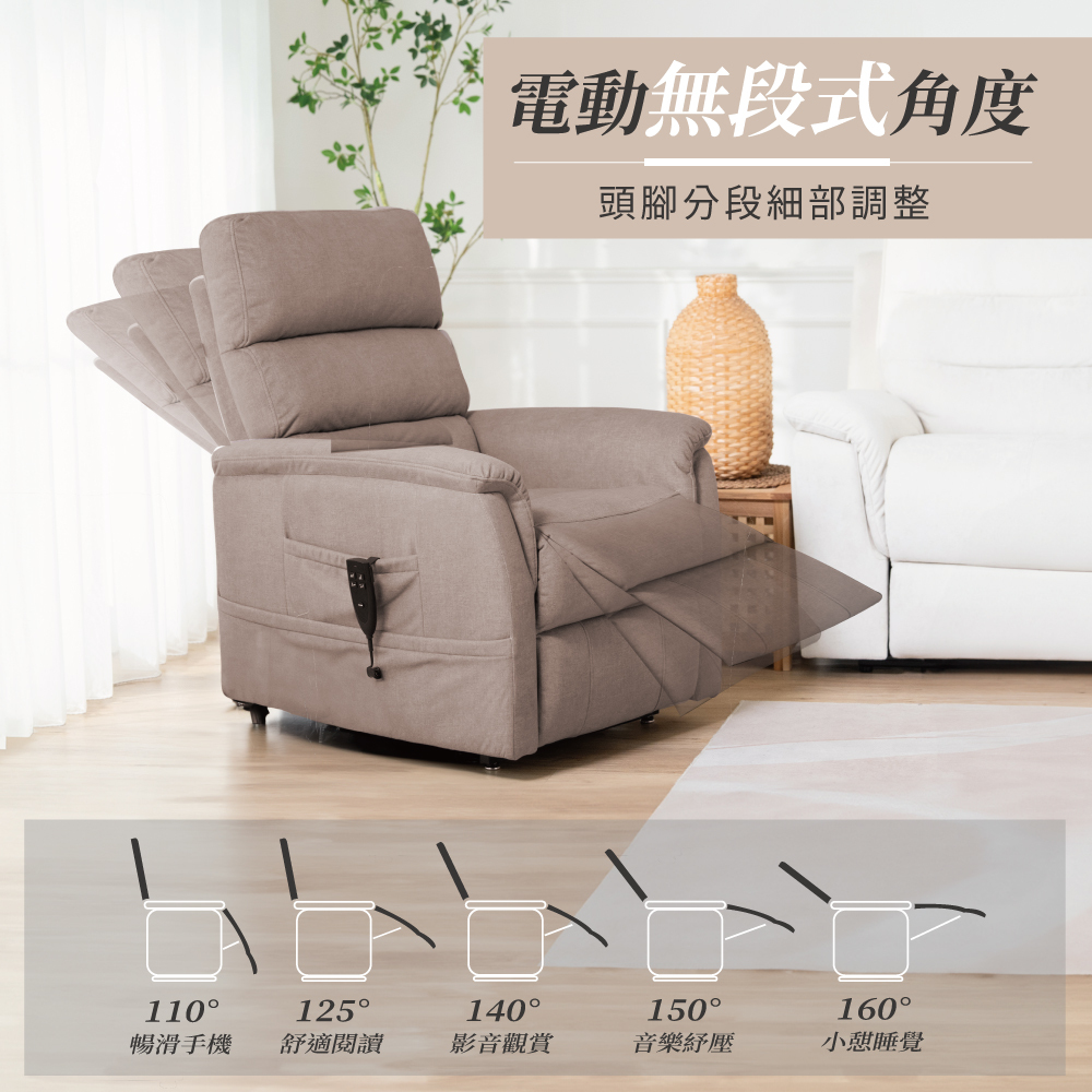【MUNICHI沐尼黑】賢者｜單人電動沙發_樂齡起身款(德國魯道夫貓抓布)MLF-M06/MLF-M05 送基本安裝(拆箱+定位)