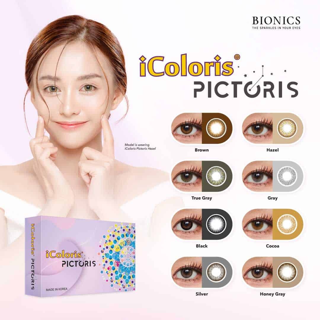 Bionics iColoris Pictoris 1 Month Disposable Color lens 14.2mm [ Cocoa & Grey ] 0.00 to -8.00DS  | MDA No : GB9175723-138592