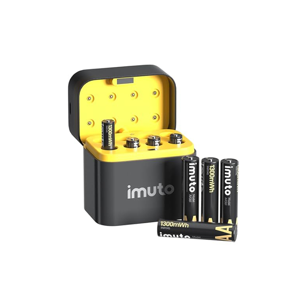 imuto 可充電 AAA 鋰電池附快速充電器1300mWh