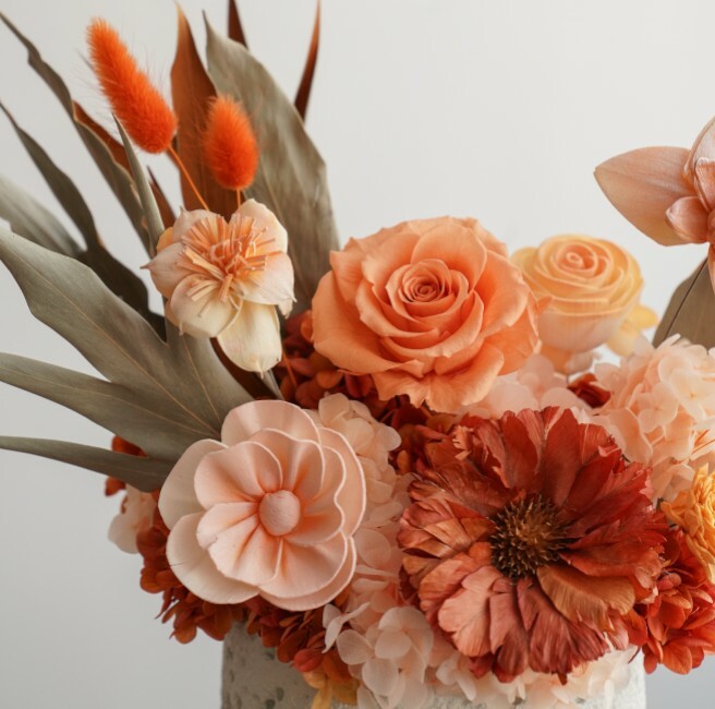 燦爛又溫暖的永生盆花