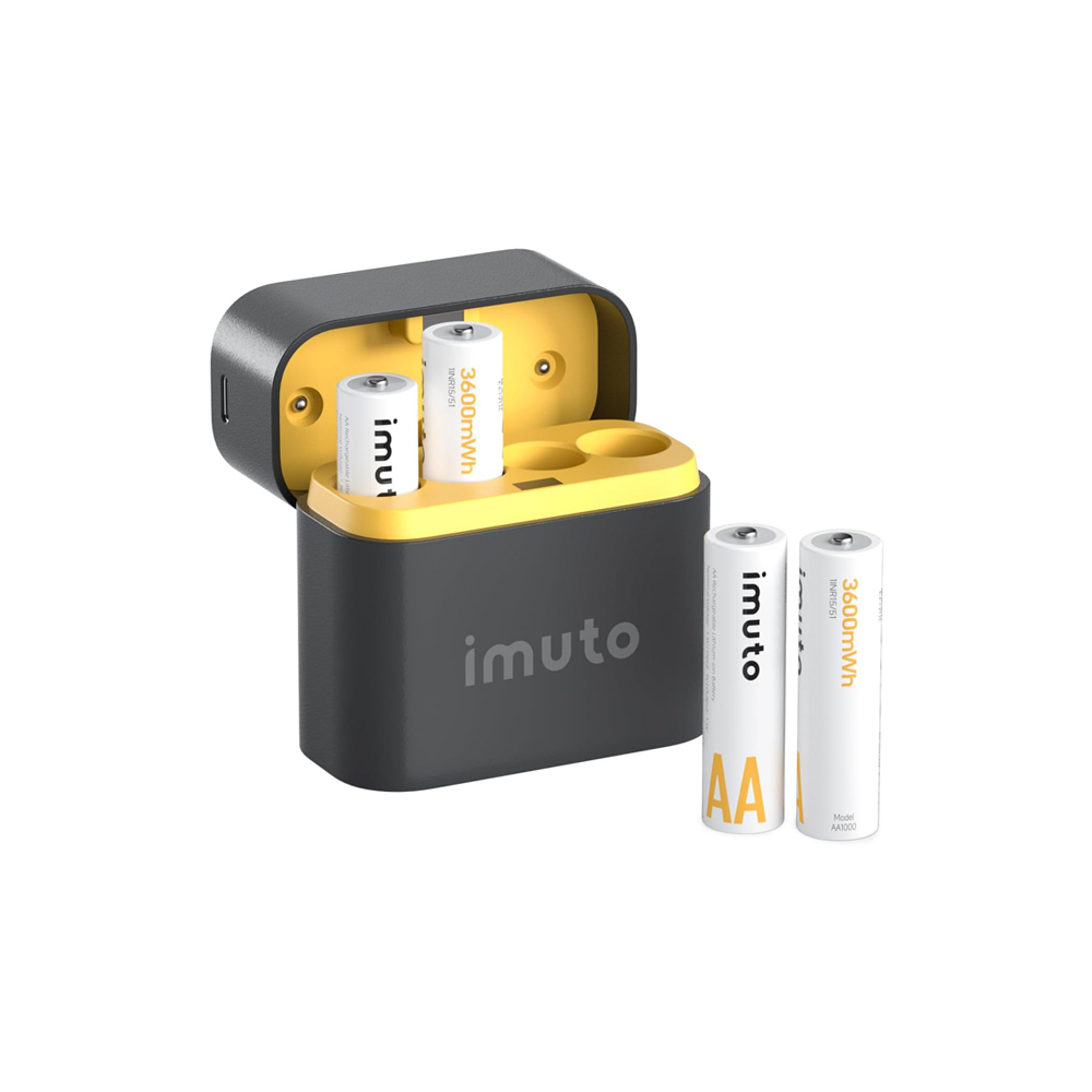 imuto 可充電 AA 鋰電池附快速充電器 3600mWh