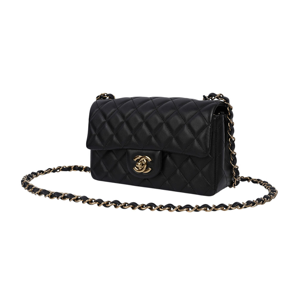 【CHANEL】金色CC Logo 菱格紋小羊皮迷你翻蓋包/MINI COCO(黑色)A69900 Y04059 94305