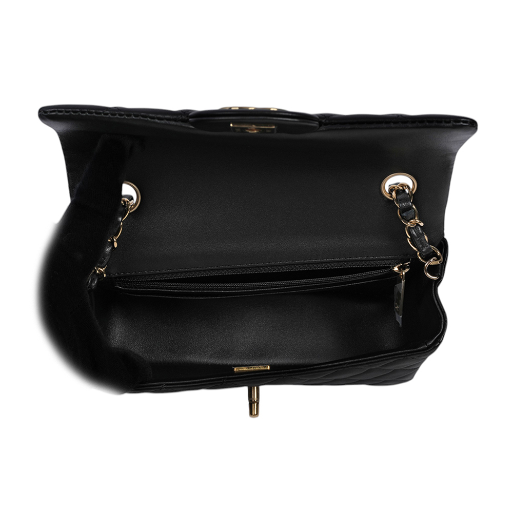 【CHANEL】金色CC Logo 菱格紋小羊皮迷你翻蓋包/MINI COCO(黑色)A69900 Y04059 94305