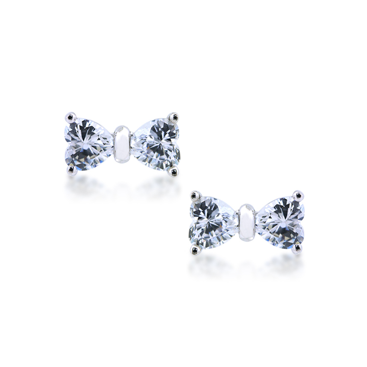 925純銀「蝴蝶結」晶鑽耳環-SDE0008