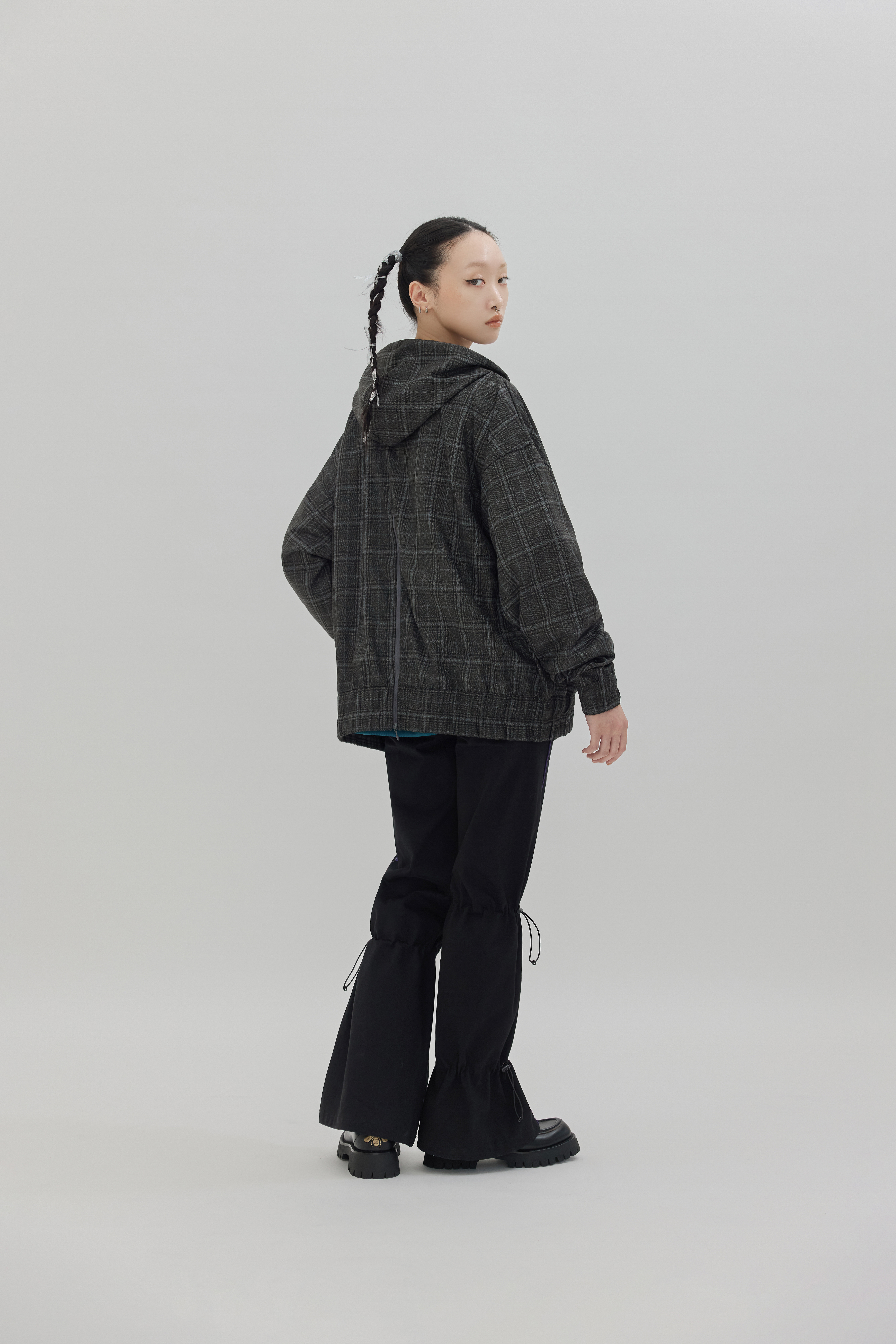 Zipper Plaid Jacket｜Gray