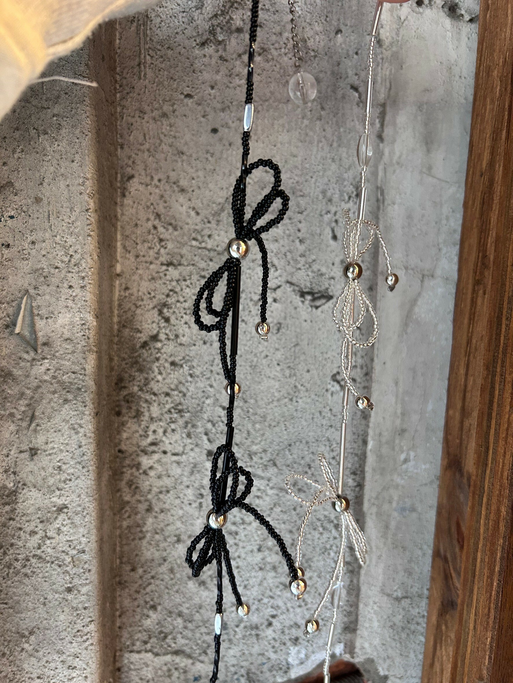 [Chouette Me.] ribbon necklace black