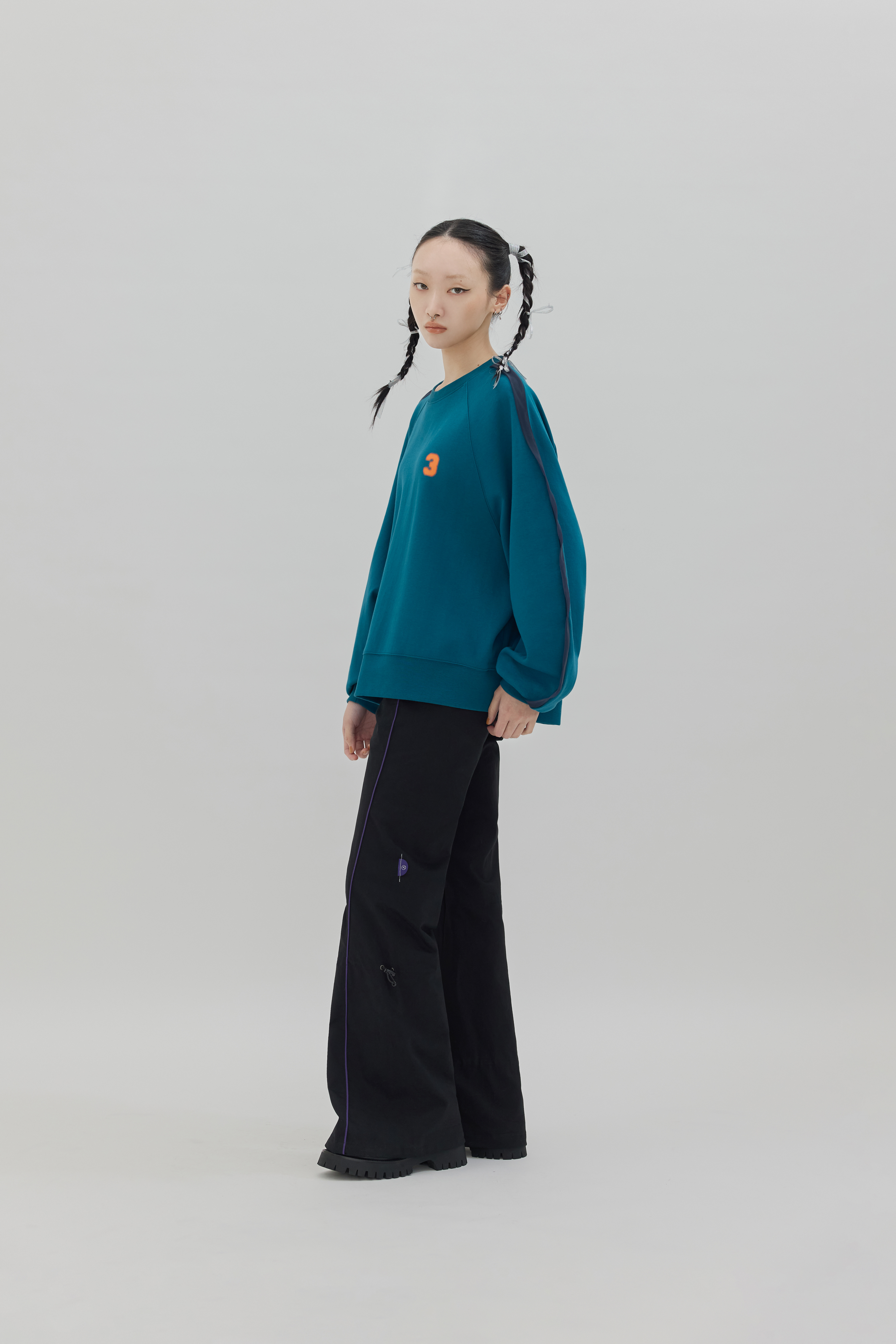 Drawstring Flared Trousers｜Black