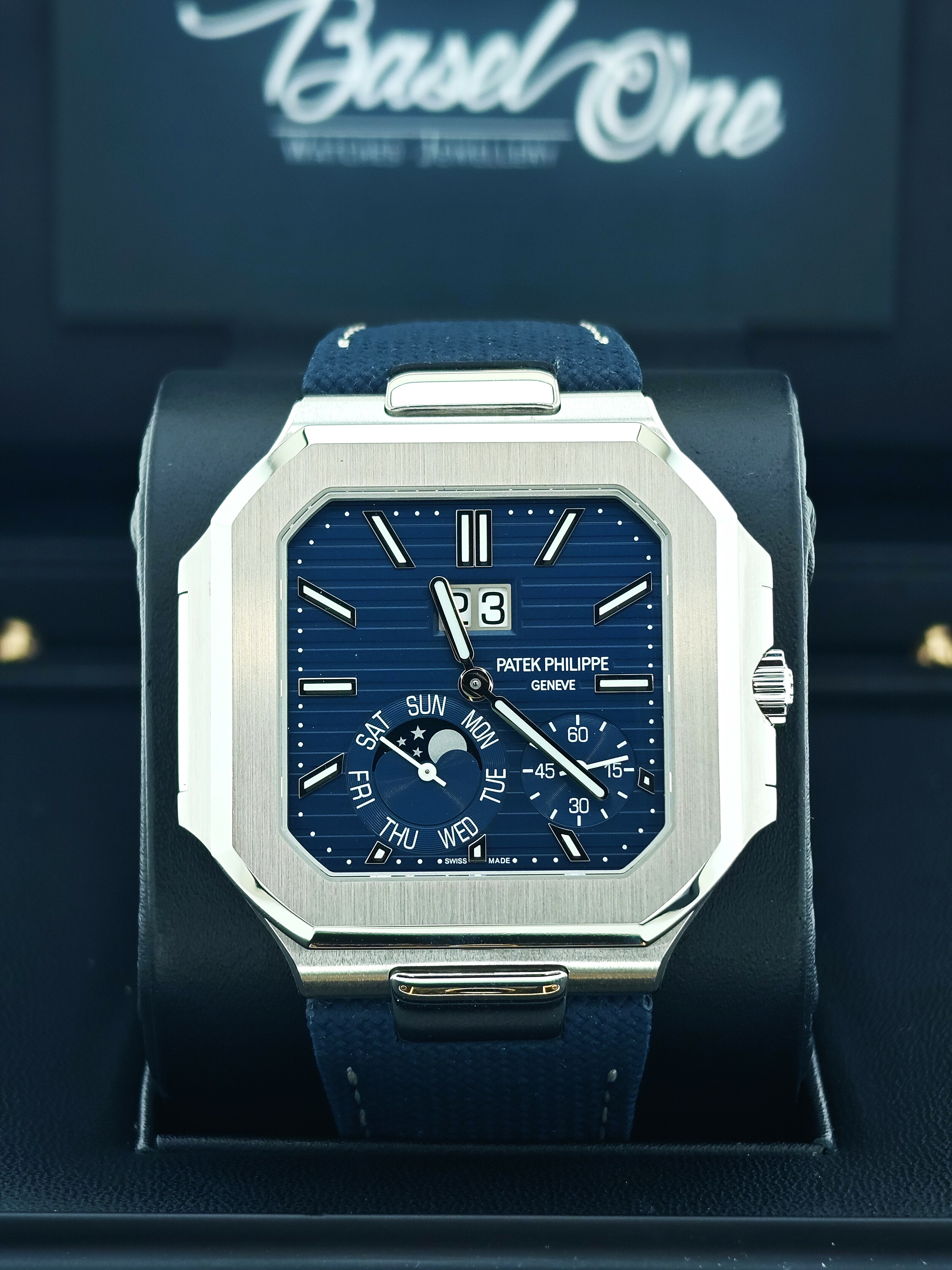 BRAND NEW 5822P-001 5822 PATEK PHILIPPE BLUE DIAL CUBITUS PLATINUM 45 MM