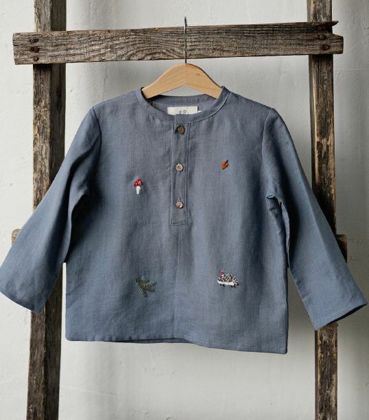 (預購)ALL THE BEAUTIFUL LINEN 森林刺繡長袖上衣 FOREST LONG SLEEVE BUTTON SHIRT
