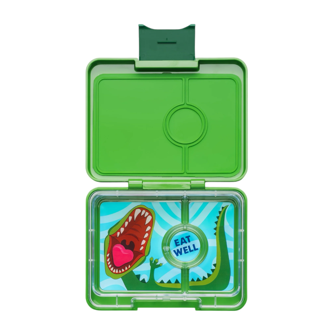 個性化 Yumbox Snack 午餐盒 (3格) - Jurassic Green (Dinosaur)