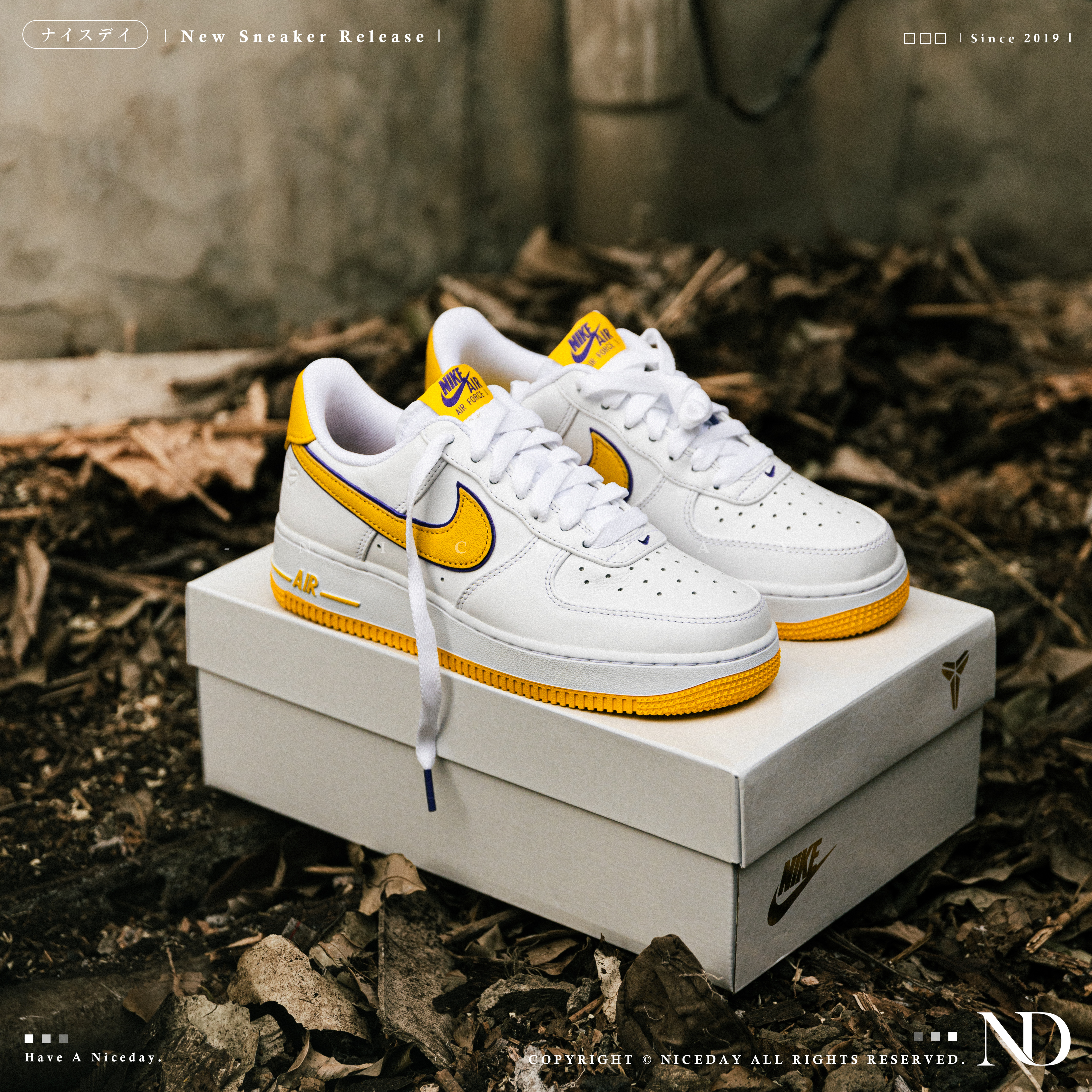 NICEDAY 代購 Kobe Bryant x Nike Air Force 1 Low Home 聯名款 白黃勾 FZ1151-100