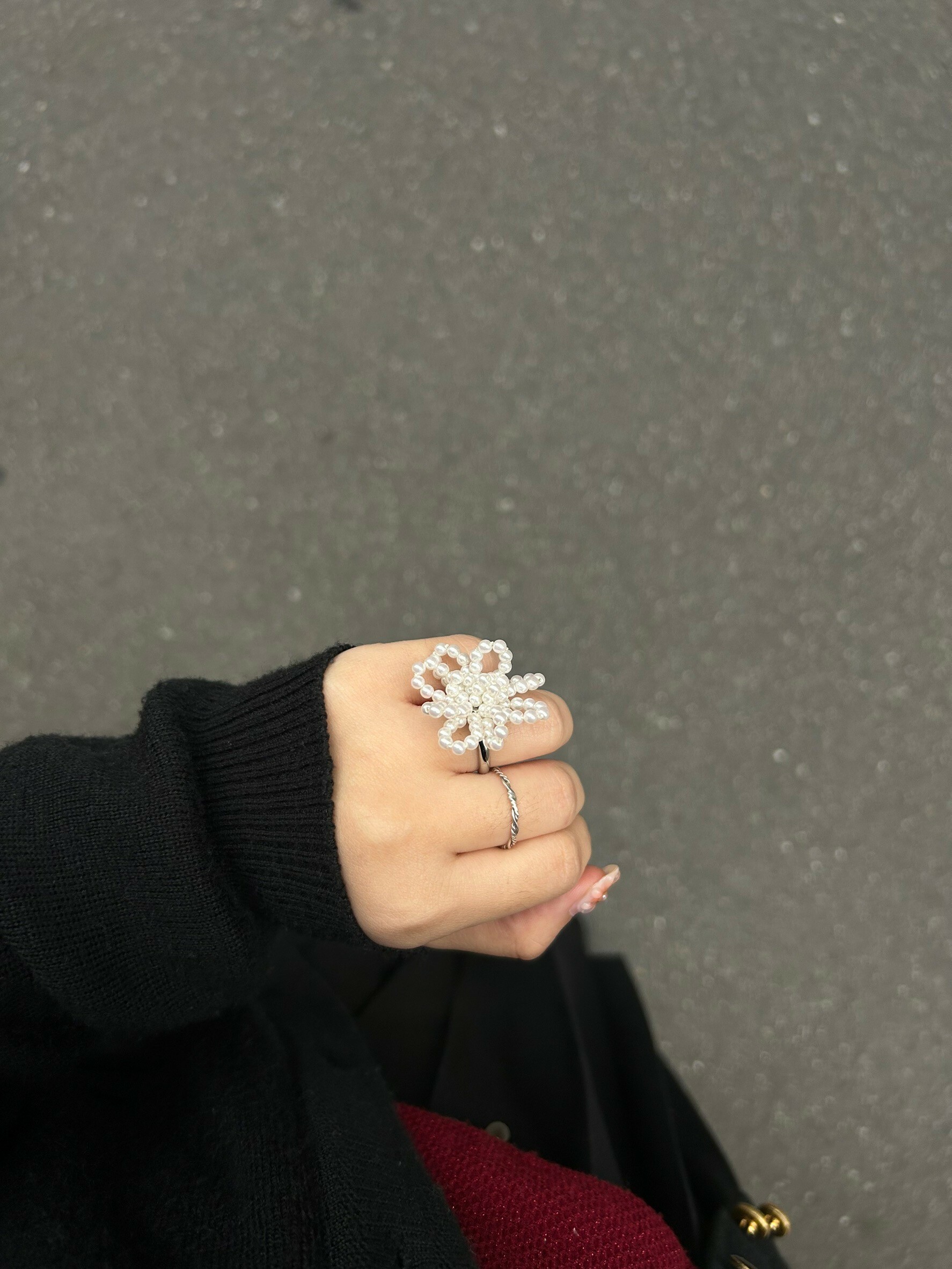 [Chouette Me.] pearl flower ring