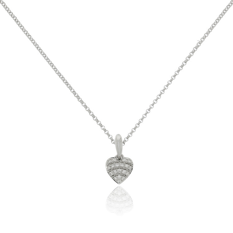 18K白金鑽石拱形心吊咀